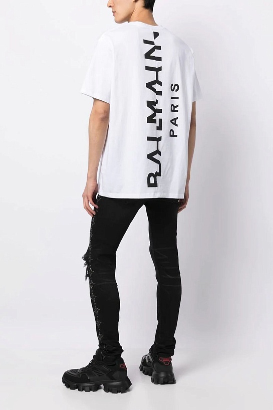 Футболка белого цвета Balmain Paris logo-print