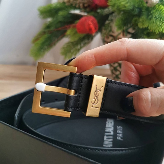 Кожаный ремень Yves Saint Laurent - ширина 3 см, длина 80 / 85 см (2 расцветки)