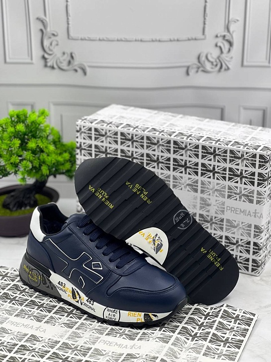 Кожаные кроссовки с мехом Premiata Mick - Navy / White