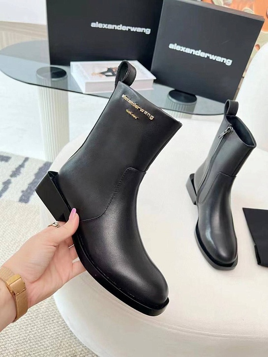 Женские кожаные ботинки Alexander Wang чёрного цвета