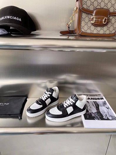 Женские кожаные кроссовки Celine - Black / White   