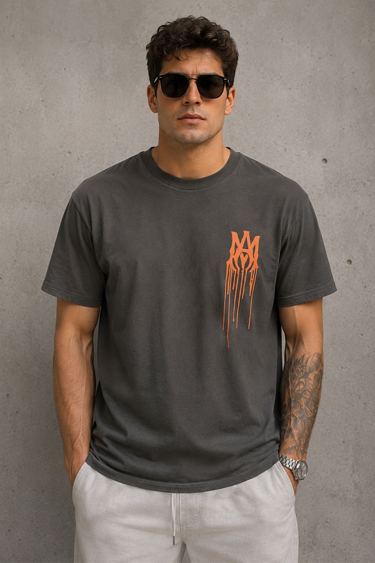 Мужская футболка Amiri Spray Paint Ma Tee - Grey