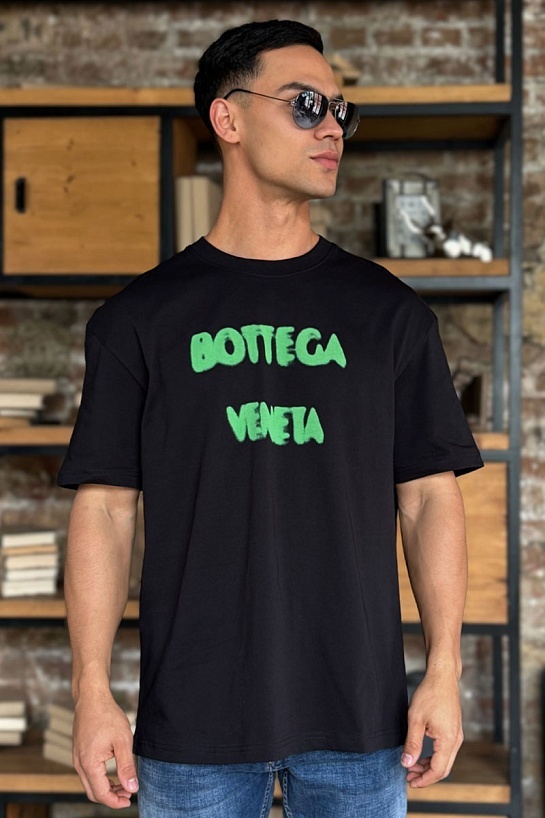 Чёрная оверсайз футболка Bottega Veneta logo-print