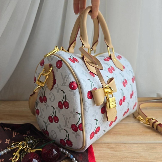 Кожаная сумка Louis Vuitton x Takashi Murakami Cherry Speedy 30x22 см