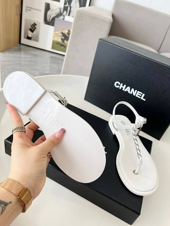 Женские кожаные сандалии Chanel Classic Flap Premium - White