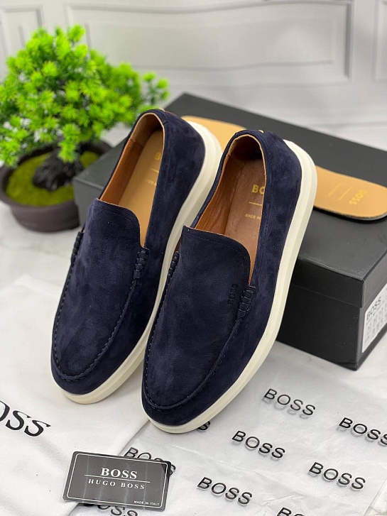 Мужские замшевые лоферы Hugo Boss Randy - Navy