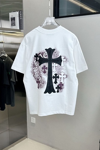 Белая оверсайз футболка Chrome Hearts Premium   