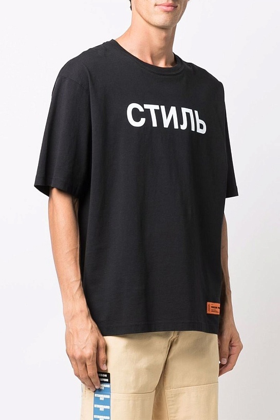 Чёрная оверсайз футболка Heron Preston "СТИЛЬ"