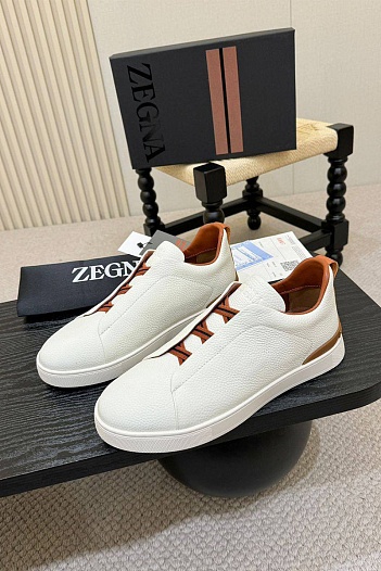 Кожаные кроссовки Ermenegildo Zegna Triple Stitch - White   