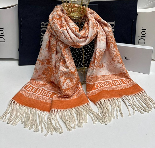 Кашемировый палантин Dior оранжевого цвета