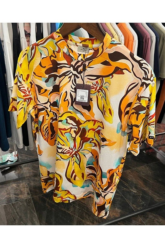 Жёлтая футболка Etro floral-print