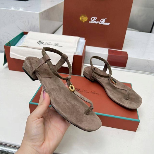 Женские замшевые сандалии Loro Piana Premium - Brown   