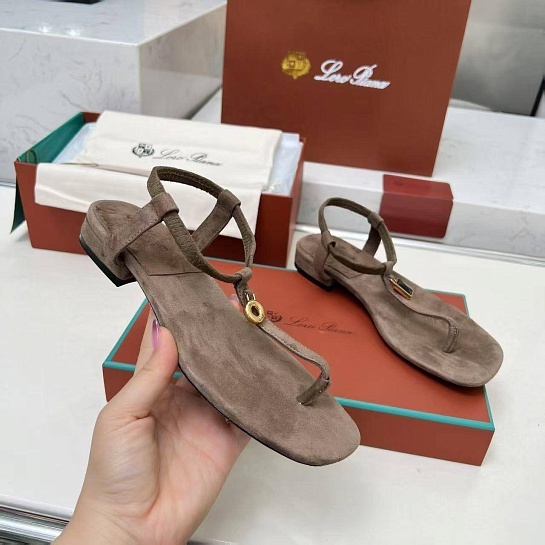 Женские замшевые сандалии Loro Piana Premium - Brown