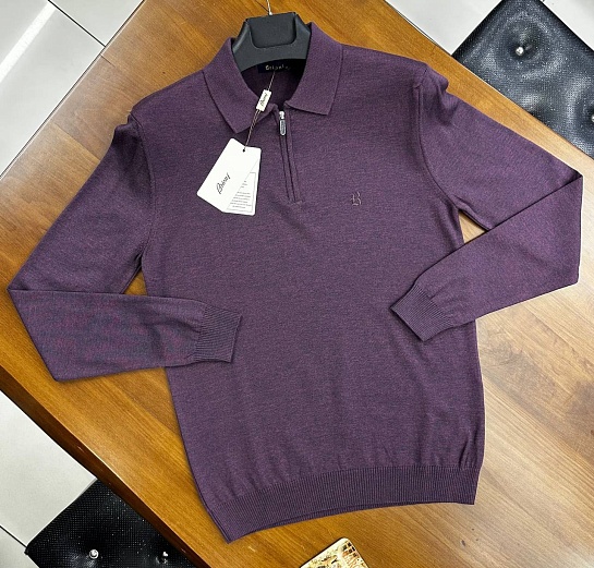 Поло с длинным рукавом Brioni zip-neck - Purple