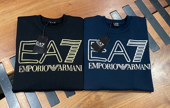 Мужской чёрный свитшот Emporio Armani logo-print