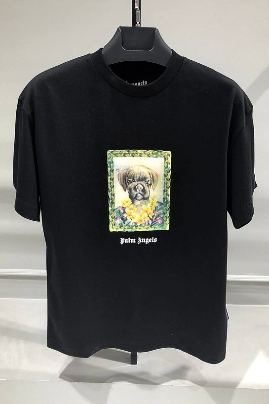 Чёрная оверсайз футболка Palm Angels Boxer Bob graphic-print