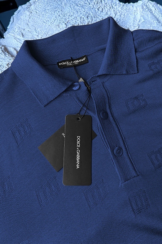 Мужское поло Dolce & Gabbana monogram all-over - Navy