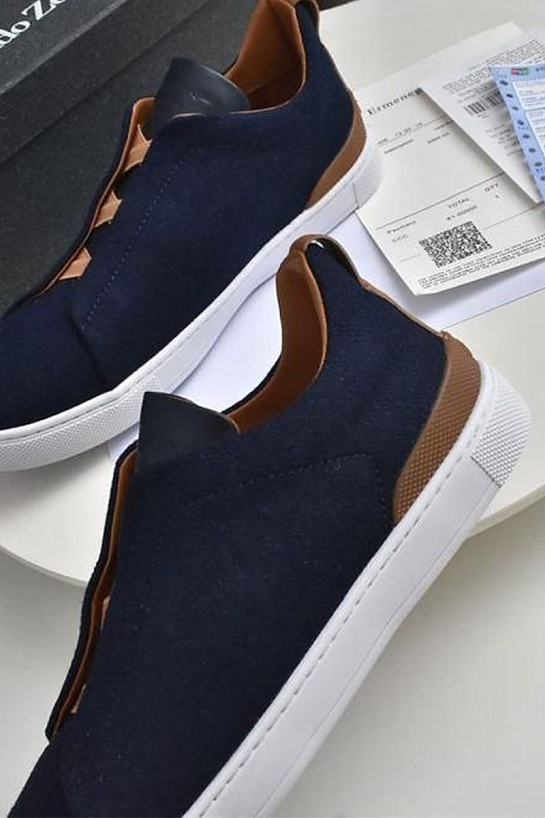 Синие кроссовки Ermenegildo Zegna Triple Stitch Wool