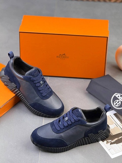 Комбинированные кроссовки Hermes Bouncing - Navy   