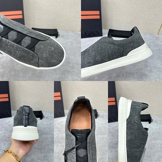 Мужские кроссовки Ermenegildo Zegna Triple Stitch Canvas - Grey