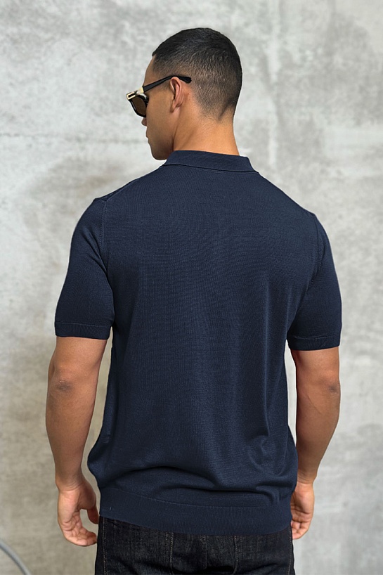 Мужское поло тёмно-синего цвета Zilli zip neck