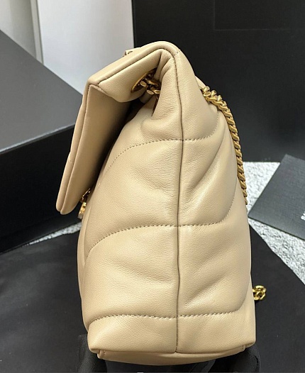 Женская кожаная сумка Yves Saint Laurent Loulou Premium 28x17x9 см - Beige   