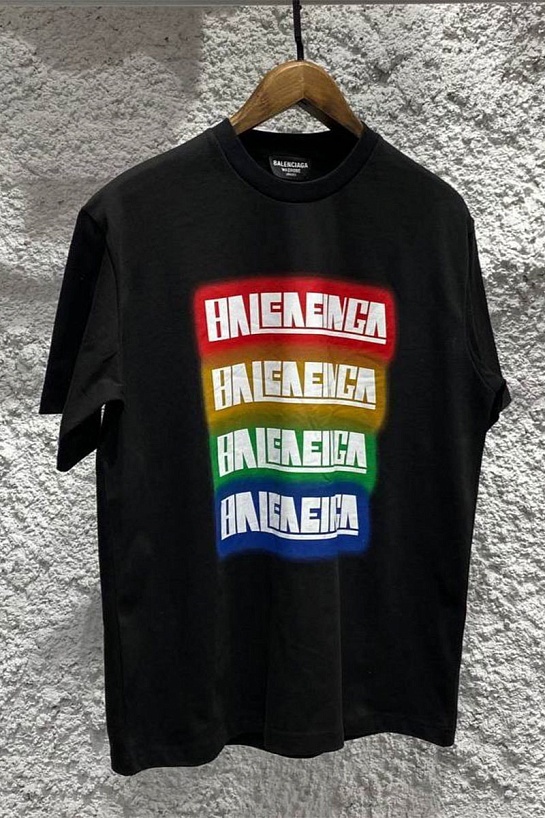 Чёрная оверсайз футболка Balenciaga logo print