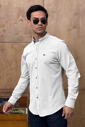 Мужская белая рубашка Etro Pegasus logo   