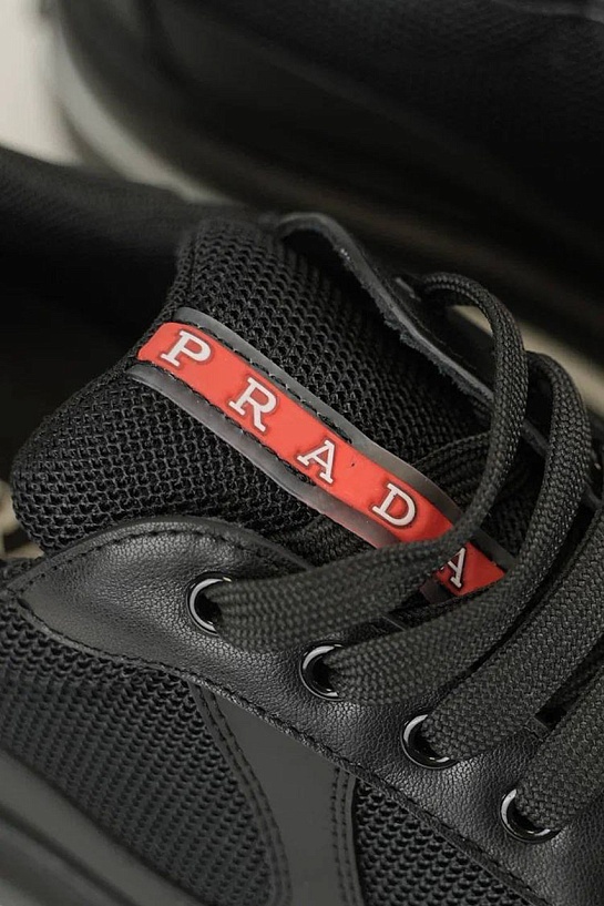 Комбинированные кроссовки Prada logo-stripe - Black