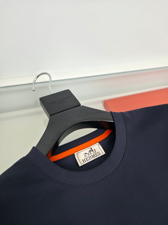 Мужская тёмно-синяя футболка Hermes premium
