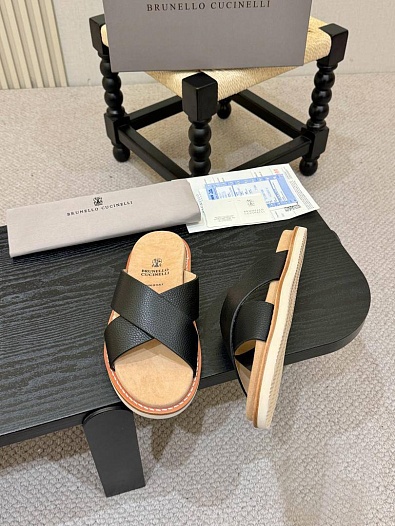 Кожаные шлёпанцы Brunello Cucinelli Crossover   