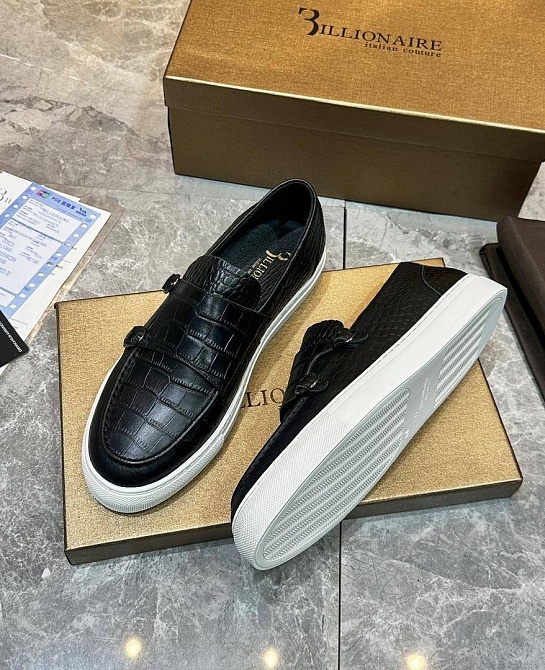 Мужские кожаные лоферы Billionaire чёрного цвета