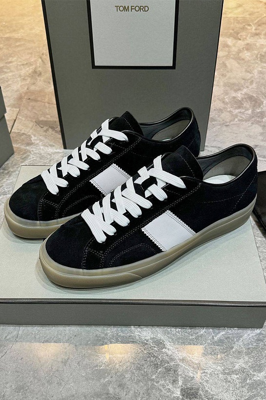 Замшевые кроссовки Tom Ford Cambridge - Black / White