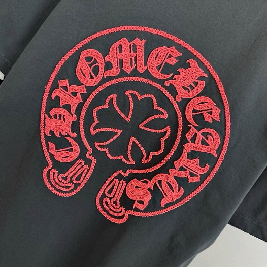Тёмно-серая оверсайз футболка Chrome Hearts Premium   