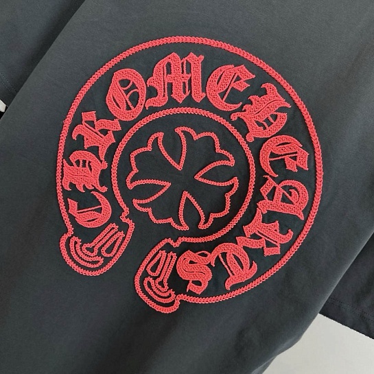 Тёмно-серая оверсайз футболка Chrome Hearts Premium