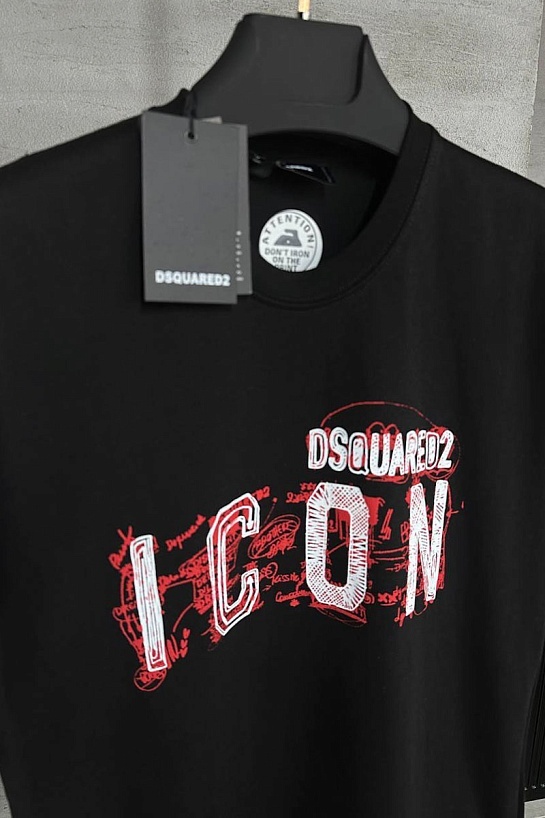 Мужская чёрная футболка Dsquared2 "ICON"