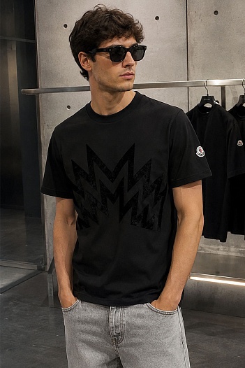 Мужская чёрная футболка Moncler Multi M Logo   