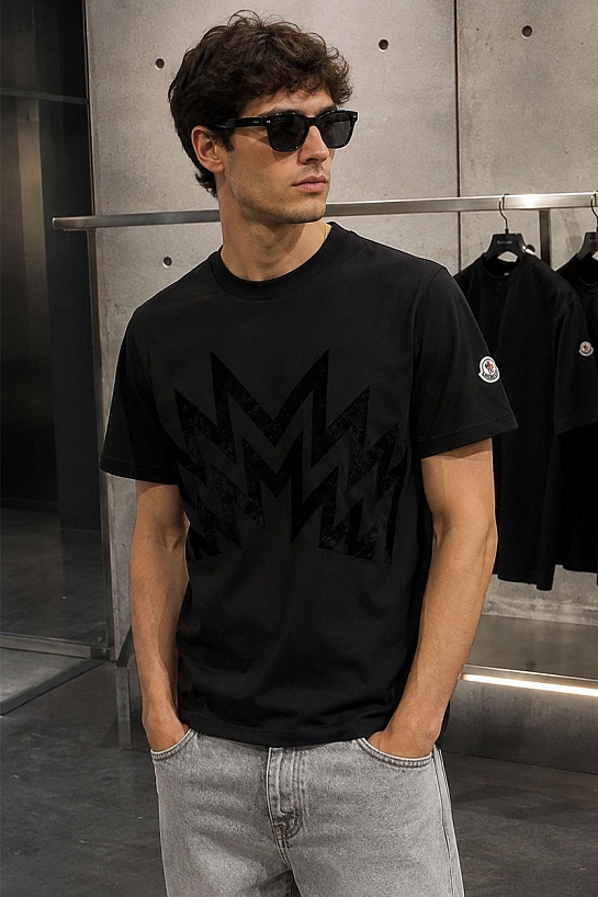 Мужская чёрная футболка Moncler Multi M Logo