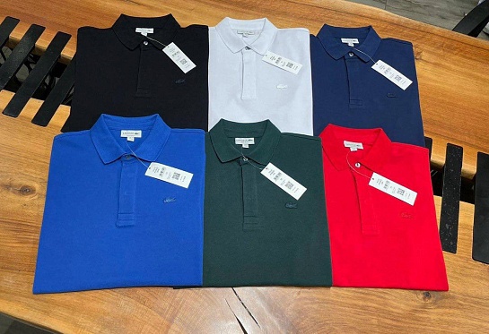 Мужское поло Lacoste синего цвета
