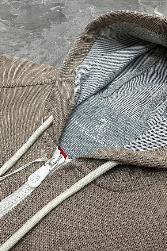 Кофта на молнии Brunello Cucinelli logo-embroidered - Brown