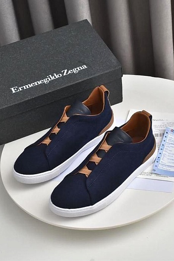 Синие кроссовки Ermenegildo Zegna Triple Stitch Wool   
