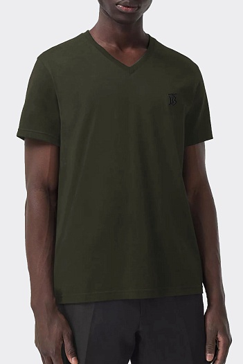 Зелёная футболка Burberry Monogram Motif V-neck   