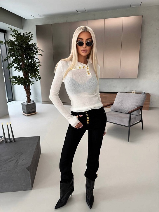 Женский трикотажный лонгслив Schiaparelli premium - White