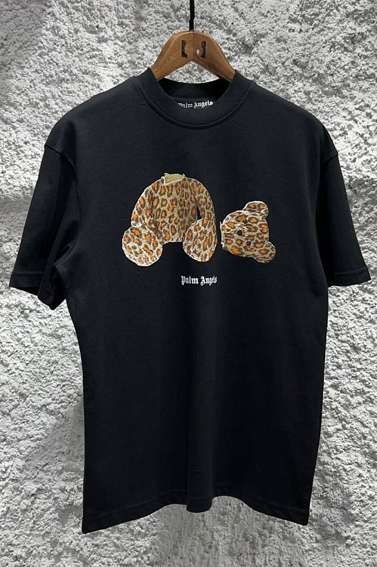 Чёрная оверсайз футболка Palm Angels Leopard Bear