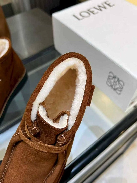 Женские ботинки с мехом Loewe premium - Chestnut