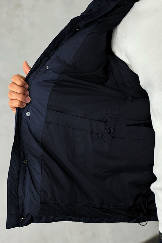 Тёмно-синий пуховик Burberry London England logo-patch