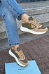 Женские комбинированные кроссовки Prada - Beige / Green