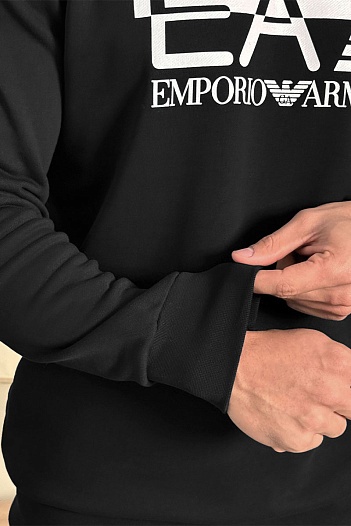 Чёрный свитшот Emporio Armani 7 logo-print   