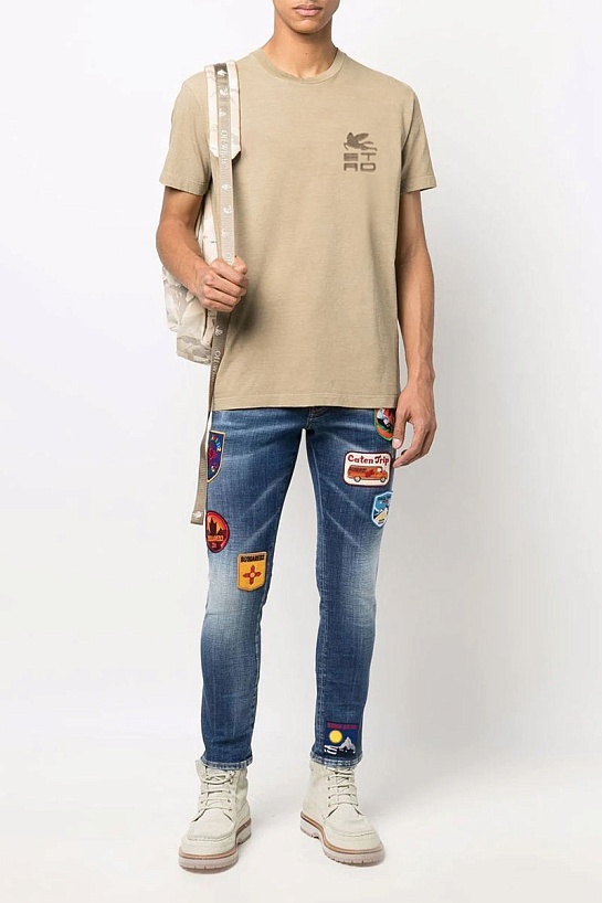 Футболка бежевого цвета Etro Pegasus