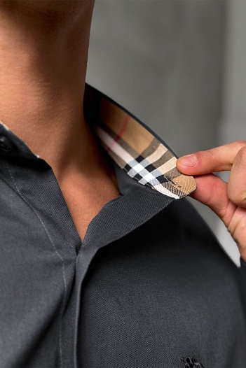 Мужская рубашка Burberry logo-embroidered - Grey   